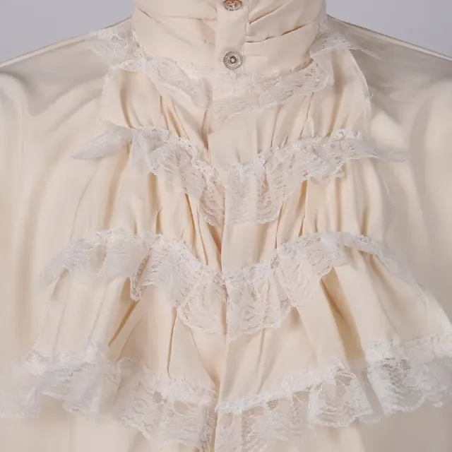 Chemise à volants gothique à col montant et cravate pour costume de scène détail 11