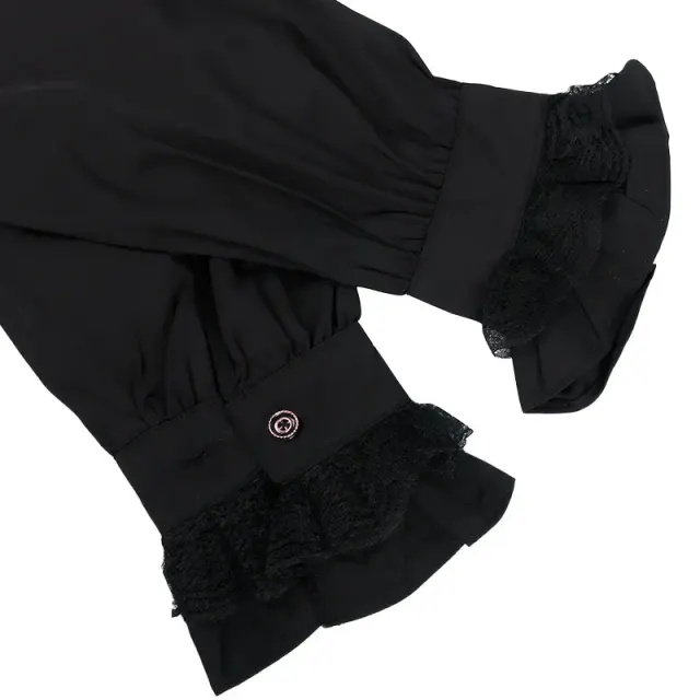 Chemise à volants gothique à col montant et cravate pour costume de scène détail 17