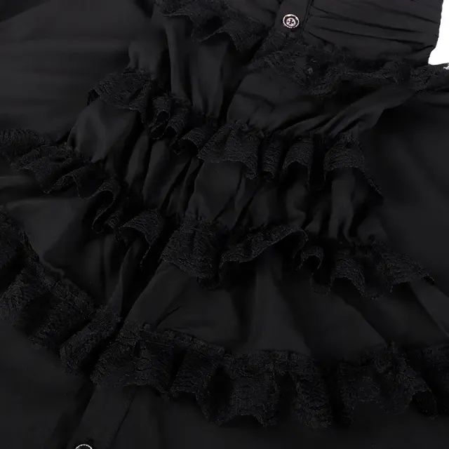 Chemise à volants gothique à col montant et cravate pour costume de scène détail 19