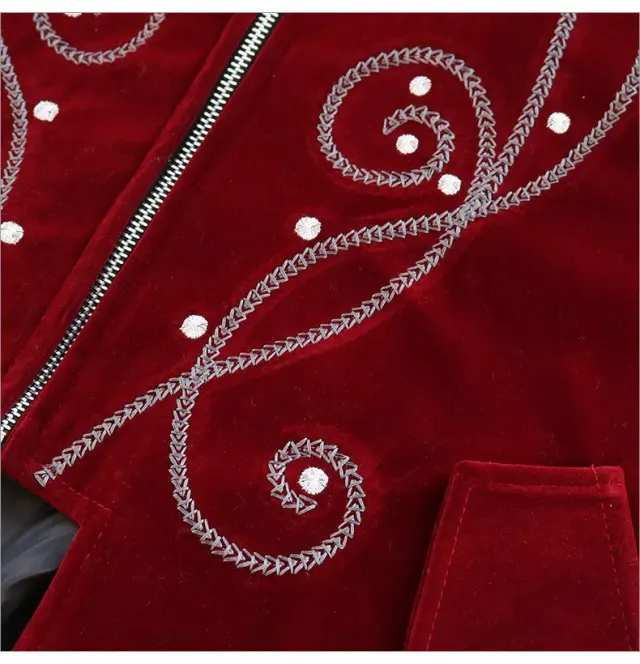 Mittellanger Gothic-Frack aus Wildlederimitat für Halloween-Cosplay Detail 9