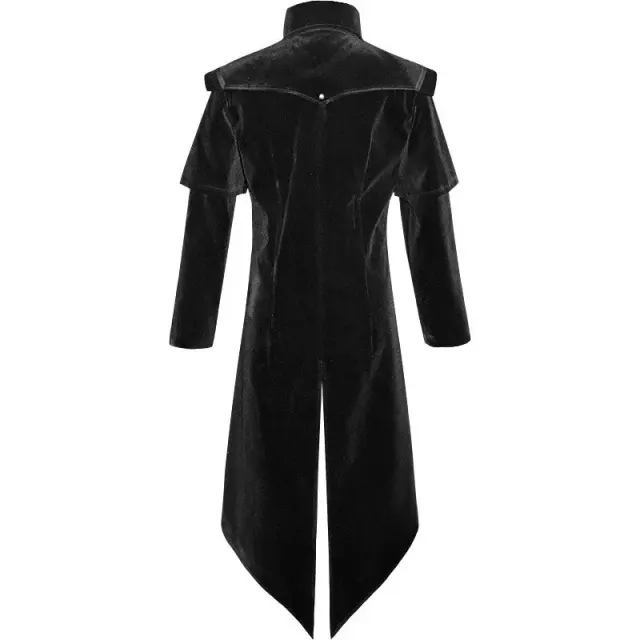 Mittellanger Gothic-Frack aus Wildlederimitat für Halloween-Cosplay Detail 14