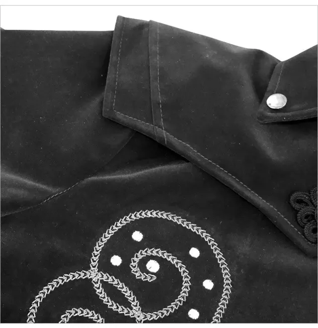 Mittellanger Gothic-Frack aus Wildlederimitat für Halloween-Cosplay Detail 16