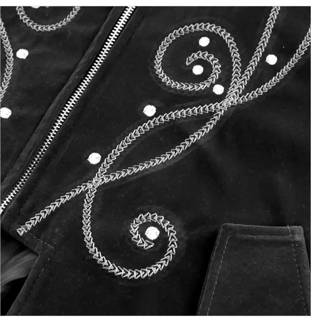 Mittellanger Gothic-Frack aus Wildlederimitat für Halloween-Cosplay Detail 18