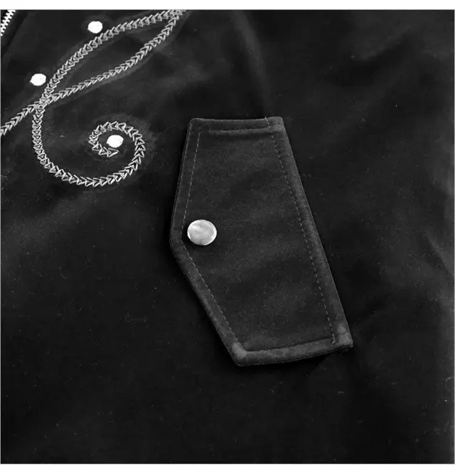 Mittellanger Gothic-Frack aus Wildlederimitat für Halloween-Cosplay Detail 19