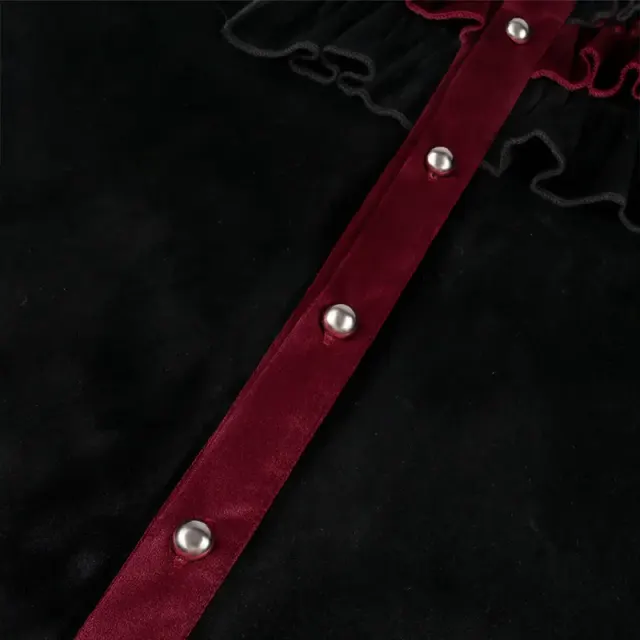 Chemise gothique en velours à bordure de dentelle pour cosplay Halloween détail 5