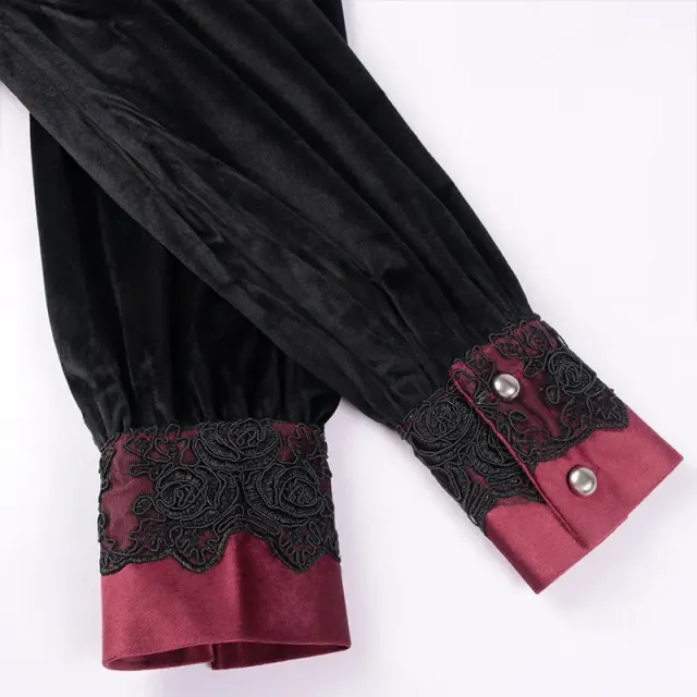 Chemise gothique en velours à bordure de dentelle pour cosplay Halloween détail 6