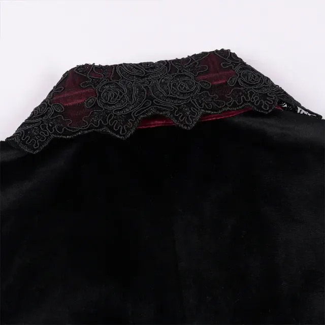 Chemise gothique en velours à bordure de dentelle pour cosplay Halloween détail 7