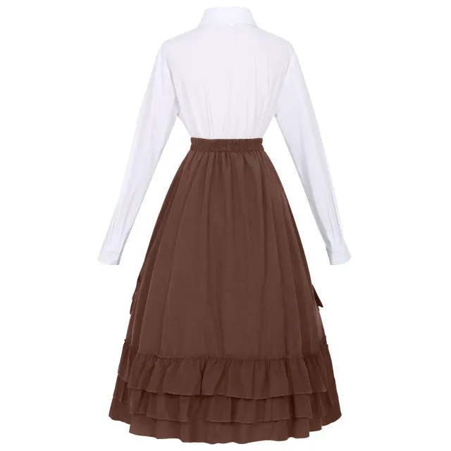 Gothic Victorian Cosplay Lace Blouse and Vintage Skirt Set detail 9