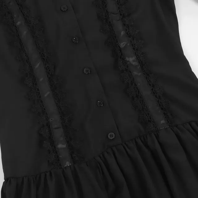 Robe de cour gothique victorienne à col montant et manches longues pour femme détail 4
