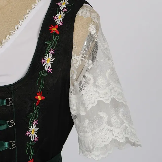Grünes Oktoberfest-Magd-Kostüm-Set für Damen Detail 6
