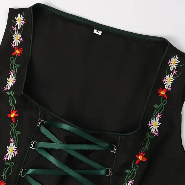Grünes Oktoberfest-Magd-Kostüm-Set für Damen Detail 7