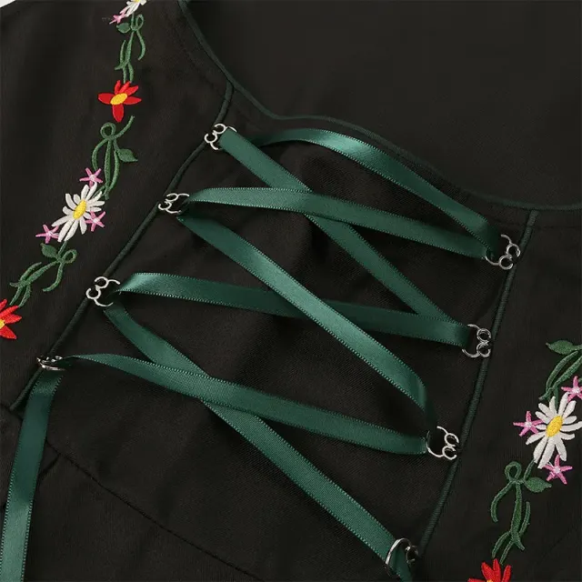 Grünes Oktoberfest-Magd-Kostüm-Set für Damen Detail 8