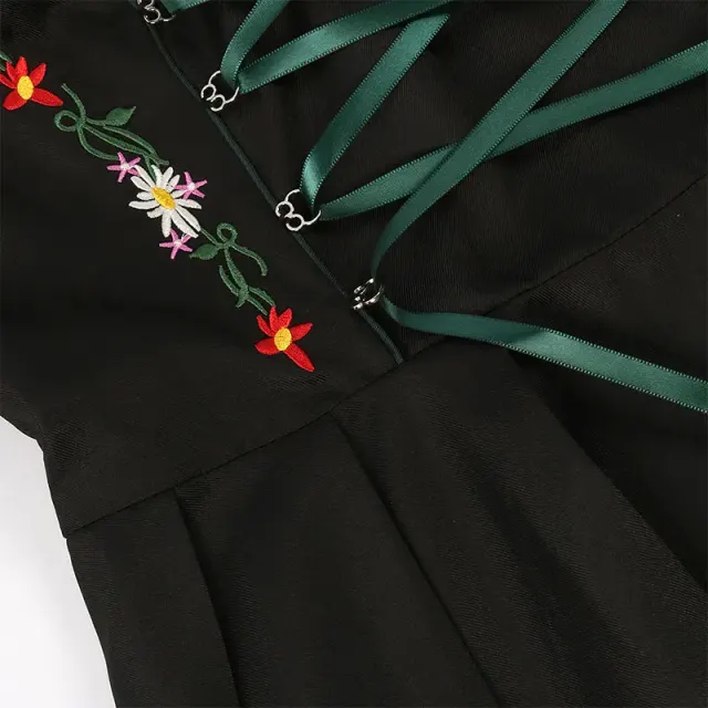 Grünes Oktoberfest-Magd-Kostüm-Set für Damen Detail 9