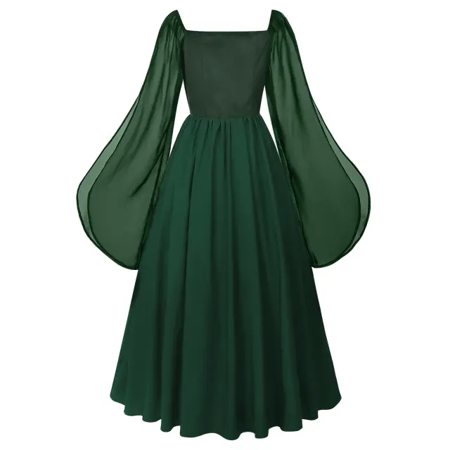 Halloween-Feen-Hofkleid mit Glockenärmeln im Mittelalter-Stil Detail 11