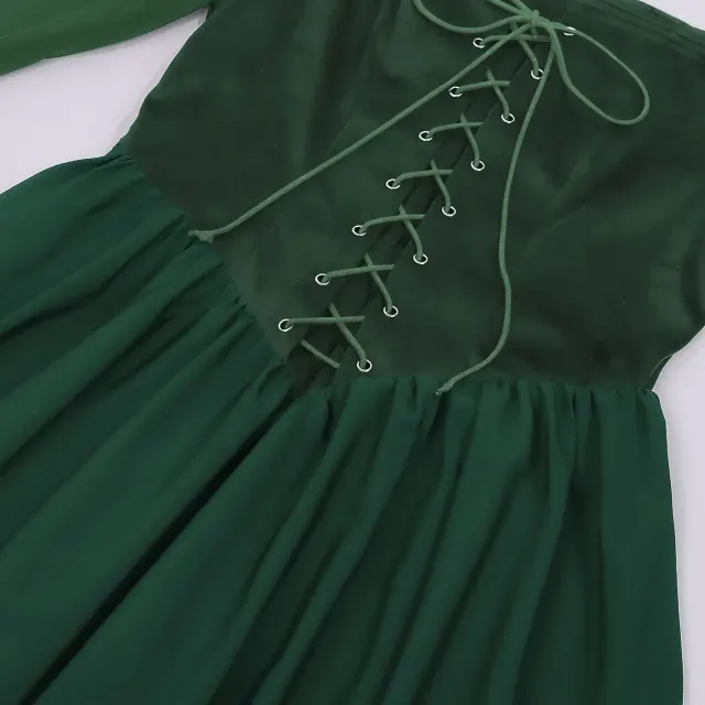 Halloween-Feen-Hofkleid mit Glockenärmeln im Mittelalter-Stil Detail 13
