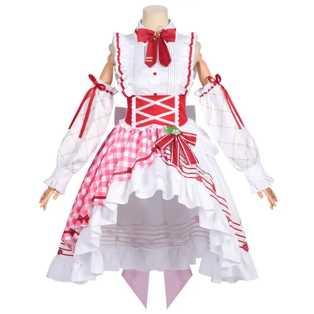 detalle de Vestido Lolita tipo tarta de fresa para mujer, para Halloween, escenario y cosplay 2
