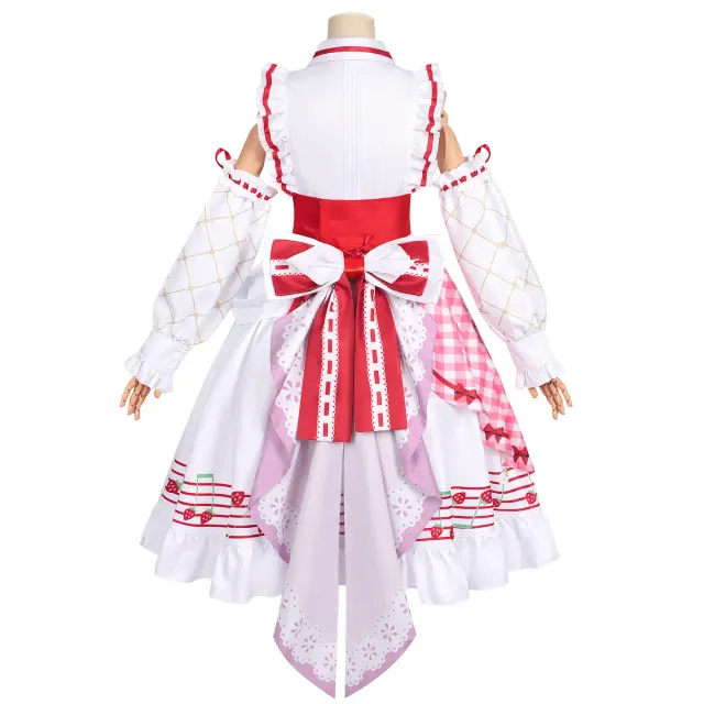 detalle de Vestido Lolita tipo tarta de fresa para mujer, para Halloween, escenario y cosplay 4