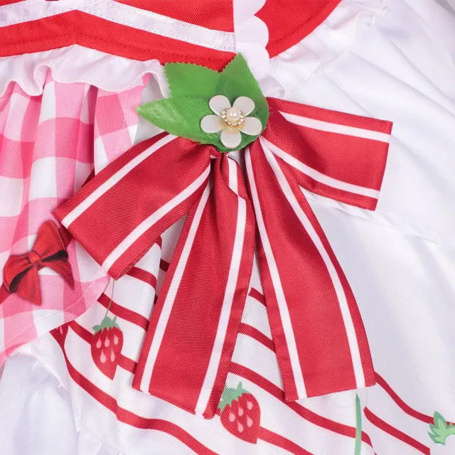 detalle de Vestido Lolita tipo tarta de fresa para mujer, para Halloween, escenario y cosplay 7