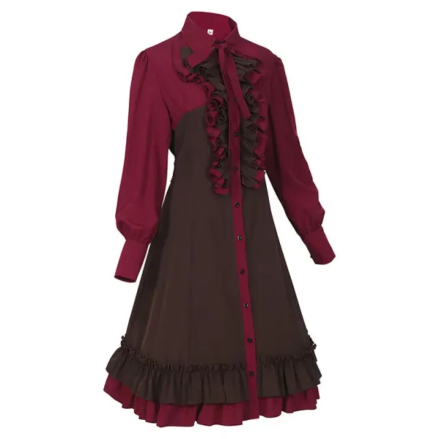 Halloween-Korsettkleid im mittelalterlichen Hofstil mit Rüschensaum Detail 3