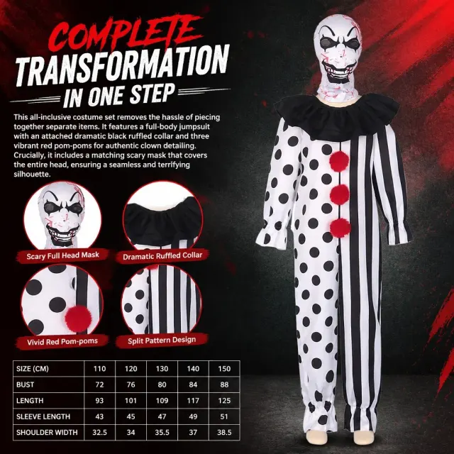 detalle de Disfraz cosplay de payaso de terror para Halloween 6