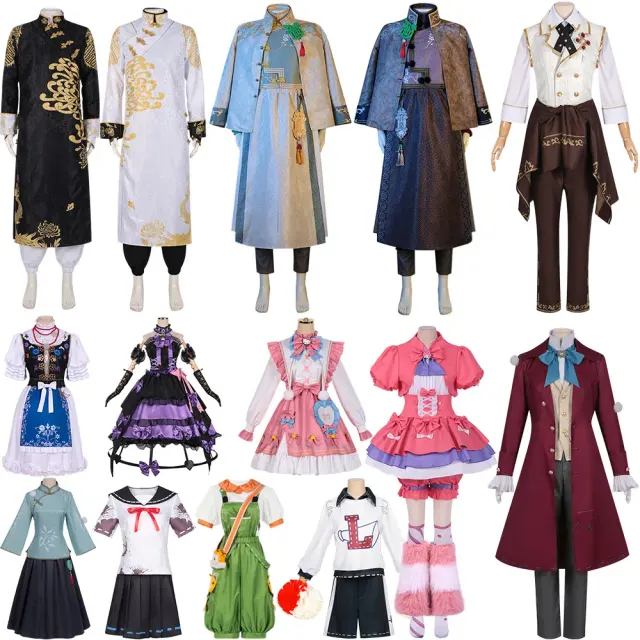 Identity V Bloody Queen My Melody Cosplay-Kostüm mit Perücke und Accessoires in einer kompletten Set-Darstellung.