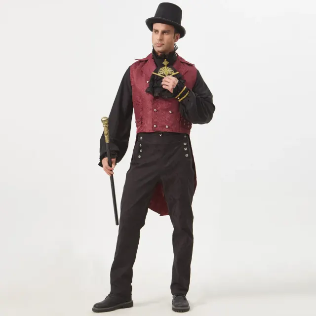 Jacquard Steampunk Vest for Victorian Stage Costume detail 20