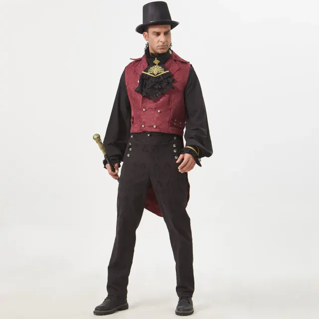 Jacquard Steampunk Vest for Victorian Stage Costume detail 23