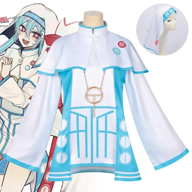 Japanisches Anime-Cosplay-Komplettset mit einem blauen Kleid in der Farboption Hatsune-Blau.