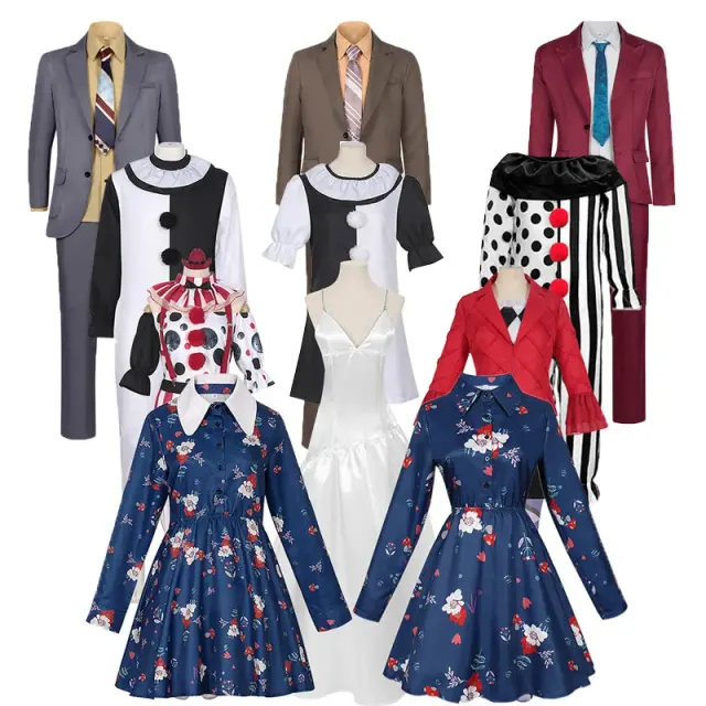 Halloween-Cosplay-Kostüm mit einem Blumenkleid im Joker-2-Harley-Quinn-Stil.