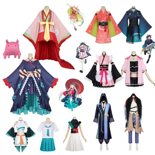 Costume cosplay anime Kaguya de style soubrette japonaise et Lolita, disponible en plusieurs options de personnage et de tenue.