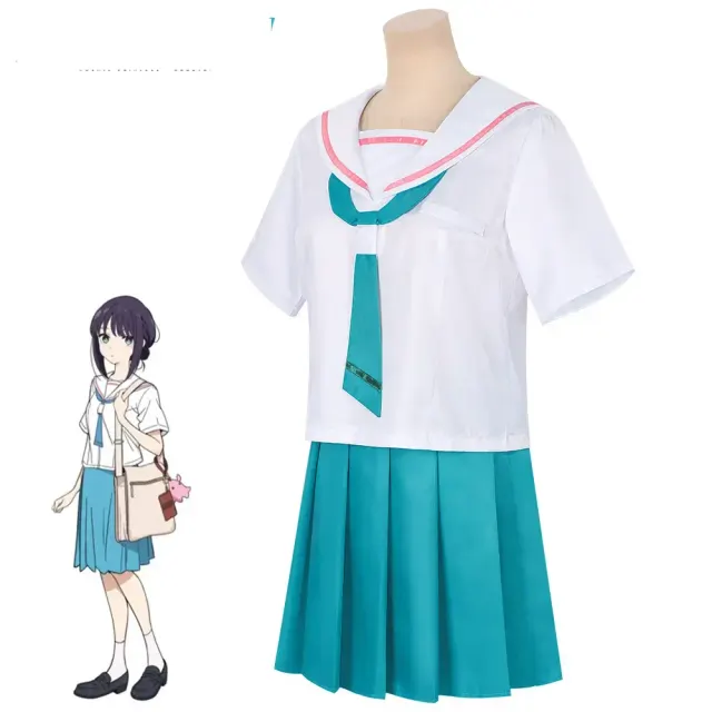 一款辉夜姬风格水手 JK Cosplay 裙，带有樱花印花和宽松版型，适合舞台和动漫角色扮演。