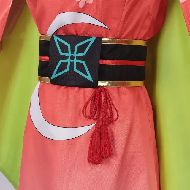 Costume cosplay Kaguya Tsukimi épaules dénudées avec imprimé fleurs de cerisier détail 6