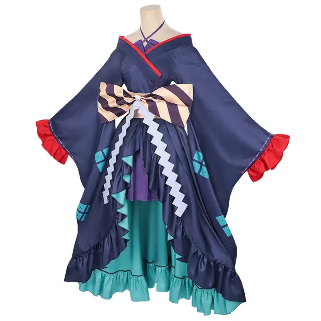 Costume cosplay Kaguya Tsukimi épaules dénudées avec imprimé fleurs de cerisier détail 13