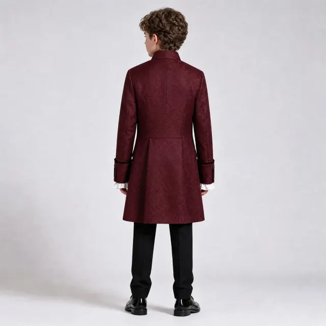 Kids' Jacquard Medieval Stand-Collar Cosplay Costume Set detail 2