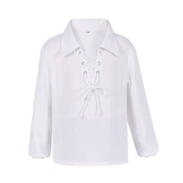 Ensemble chemise et pantalon court de pirate médiéval pour enfant détail 1