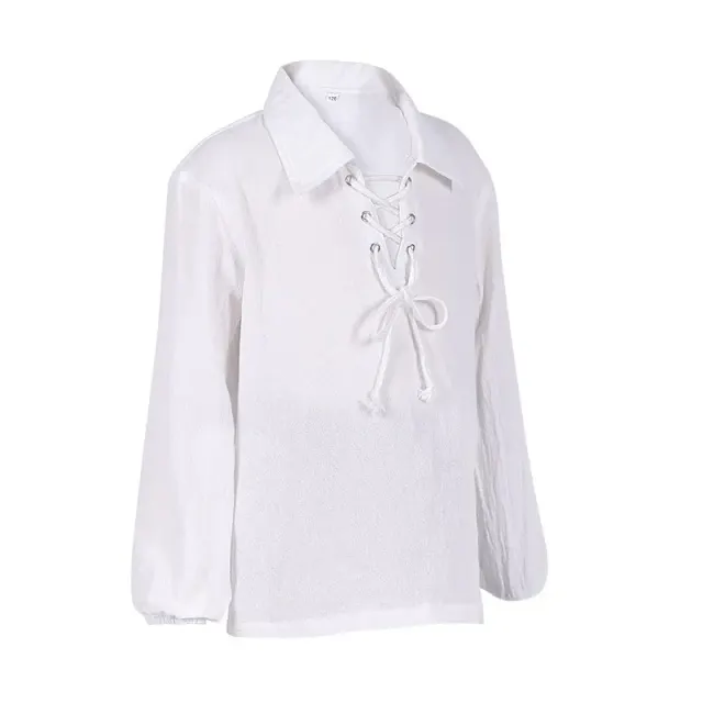 Ensemble chemise et pantalon court de pirate médiéval pour enfant détail 2