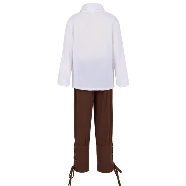 Ensemble chemise et pantalon court de pirate médiéval pour enfant détail 15