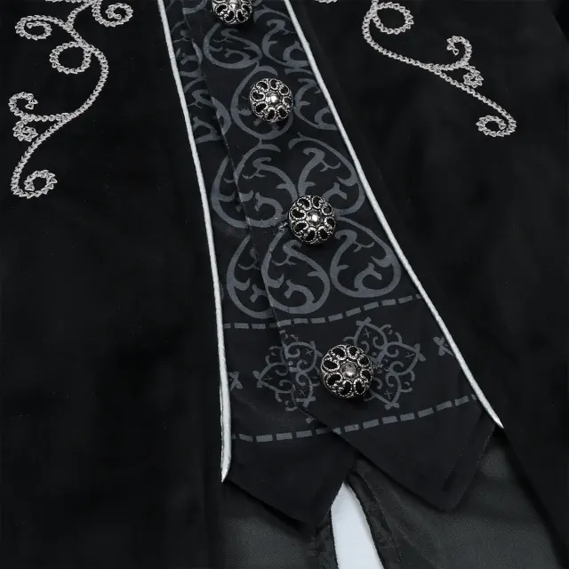 Costume cosplay queue-de-pie Renaissance à bordure argentée pour enfants détail 6