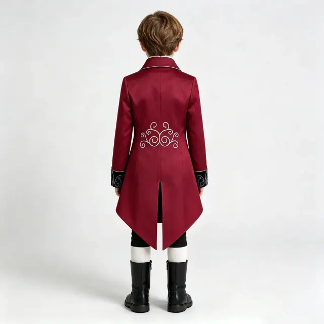 Costume cosplay queue-de-pie Renaissance à bordure argentée pour enfants détail 10