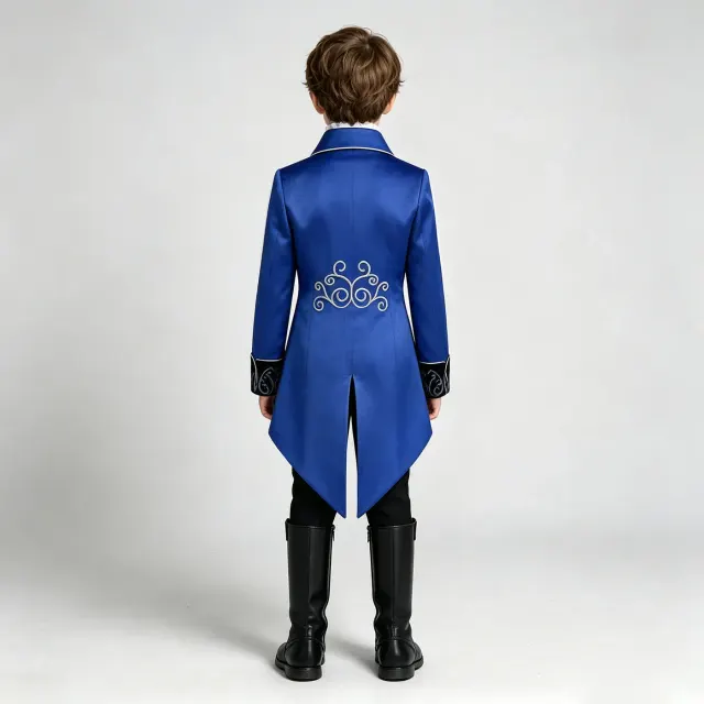 Costume cosplay queue-de-pie Renaissance à bordure argentée pour enfants détail 17