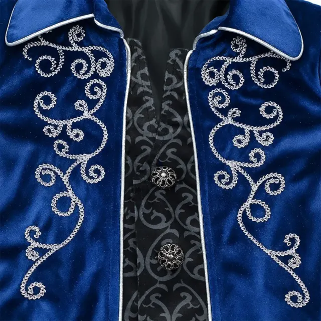 Costume cosplay queue-de-pie Renaissance à bordure argentée pour enfants détail 19