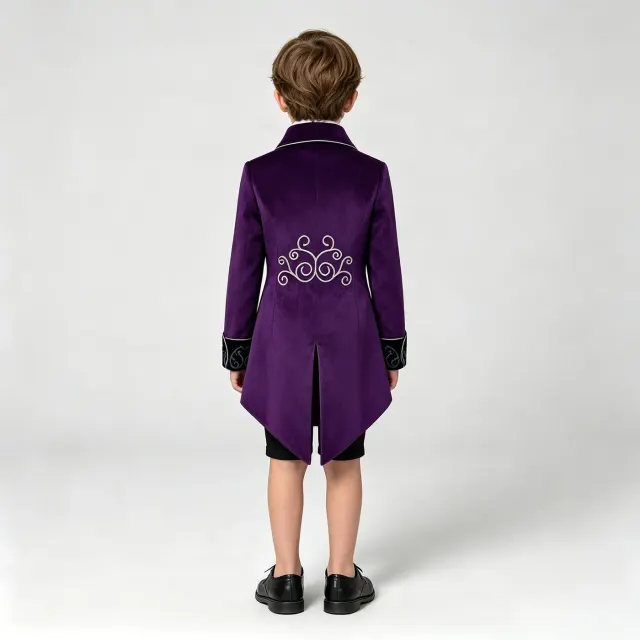 Costume cosplay queue-de-pie Renaissance à bordure argentée pour enfants détail 24