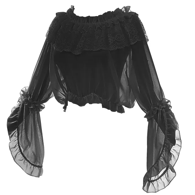 Lolita-Innentop mit langen Ärmeln, schulterfrei, Prinzessinnenärmeln, Halloween Detail 5