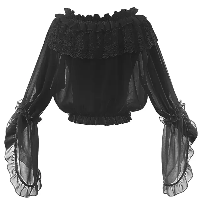 Lolita-Innentop mit langen Ärmeln, schulterfrei, Prinzessinnenärmeln, Halloween Detail 6