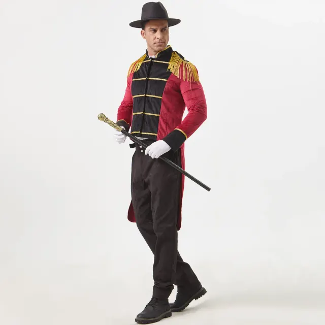 Unisex long-sleeve gentleman-tailor stage costume with Halloween circus and punk styling, shown in Style 3.