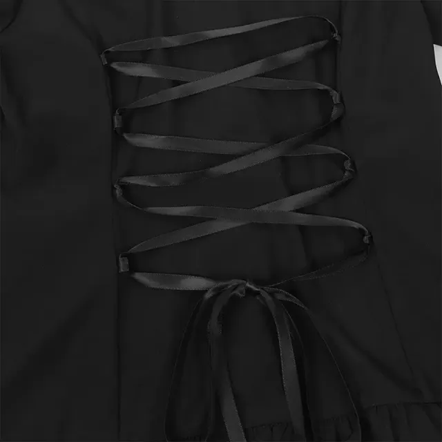 detalle de Camisa cosplay de Halloween medieval francesa con cuello alto, encaje y volantes 11