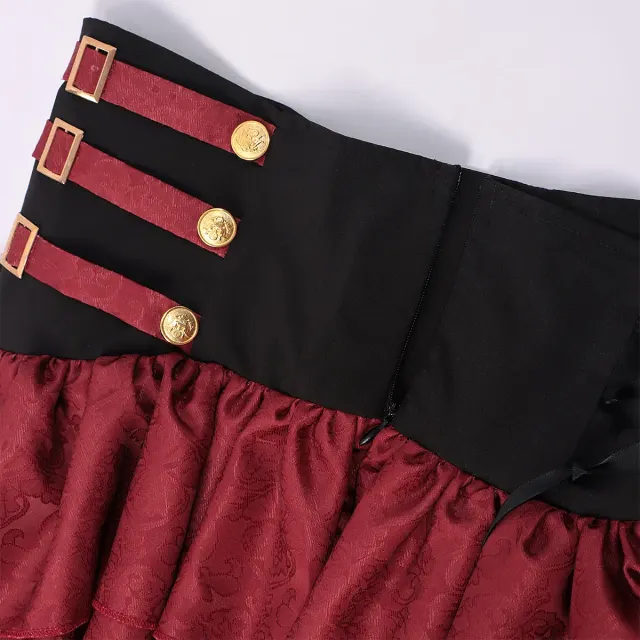 Mittelalterlicher Gothic-Piratenrock mit hoher Taille und Stufen für Halloween Detail 7