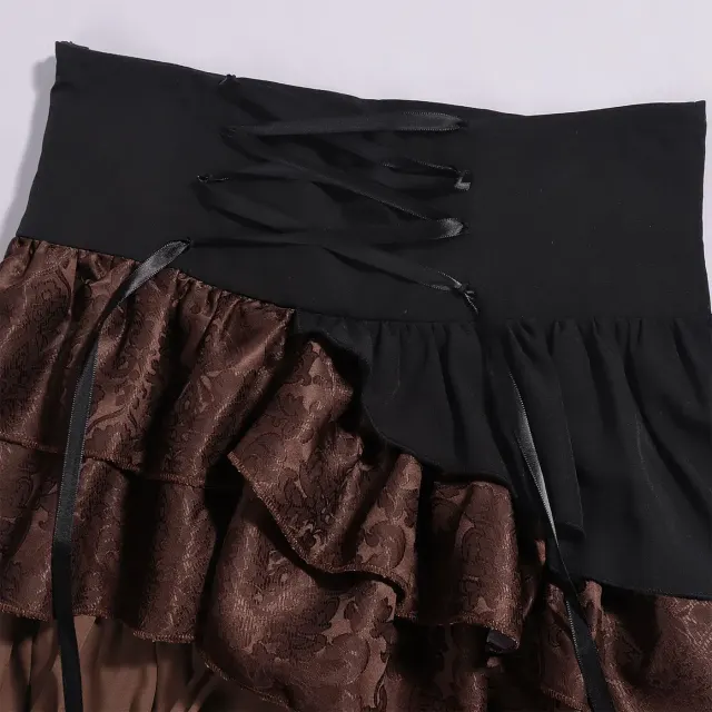 Mittelalterlicher Gothic-Piratenrock mit hoher Taille und Stufen für Halloween Detail 13