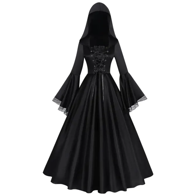 Costume cosplay de robe de sorcière à capuche gothique médiévale détail 6