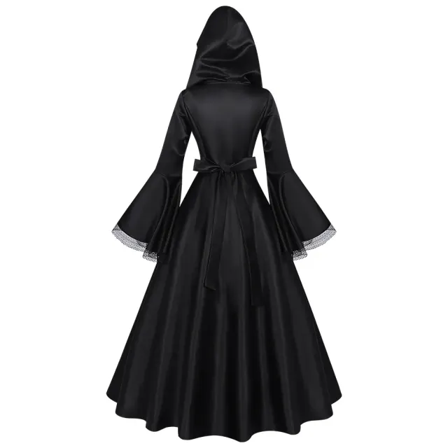 Costume cosplay de robe de sorcière à capuche gothique médiévale détail 8